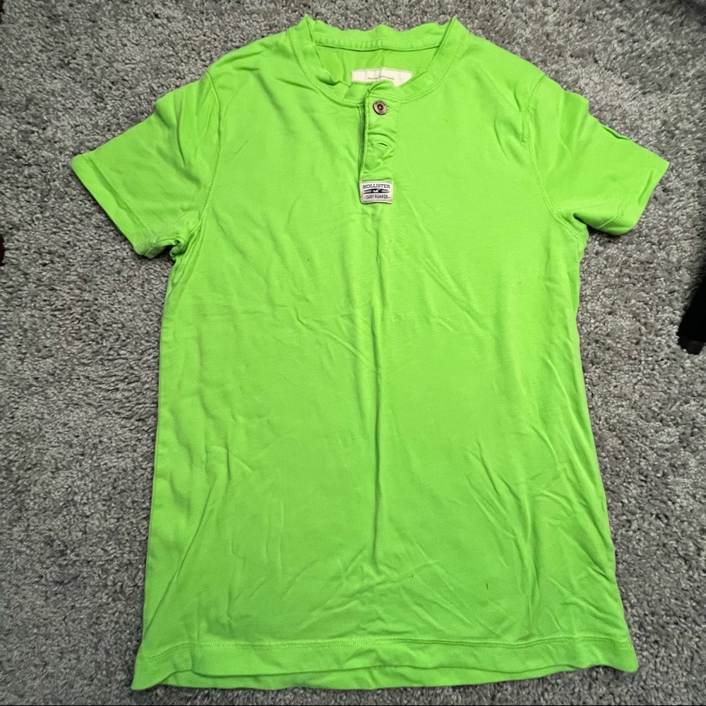 Hollister Mens Shirt Neon Green Size Small